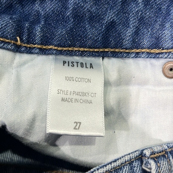 Pistola Denim Light Wash Distressed Mini Skirt Sz 27 - Picture 6 of 7